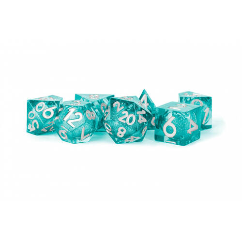 7pc Fanroll by Metallic Mana Extract Liquid Core RPG Tabletop Dice Gaming Set - Green