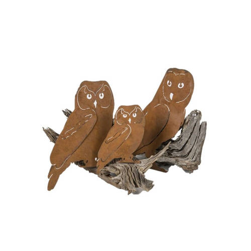 3pc A.FRESCO Metal Owl Silhouette Set Garden - Rust 