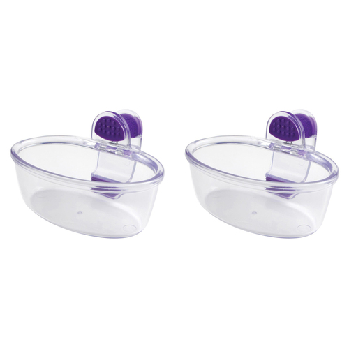 2PK Dexas KlipKup 18cm Plastic 2-Cup Serving Dip Container - Clear Purple