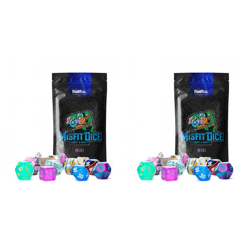 28pc Fanroll by Metallic Mystery Misfit Mini Polyhedral RPG Dice2 Full Set