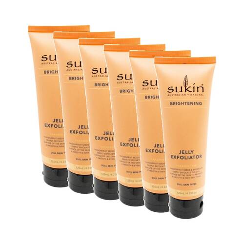 6PK Sukin Brightening Jelly Exfoliator Paraben Free Skincare 125ml Passionfruit