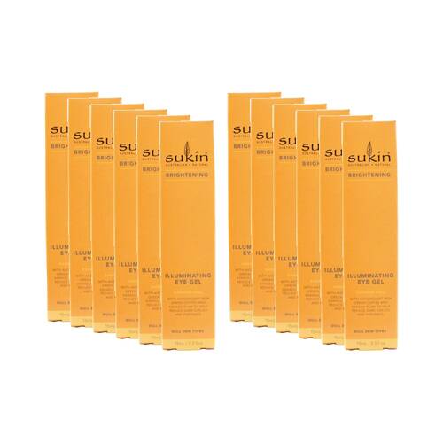 12PK Sukin Brightening Illuminating Eye Gel Paraben Free Natural Skincare 15ml