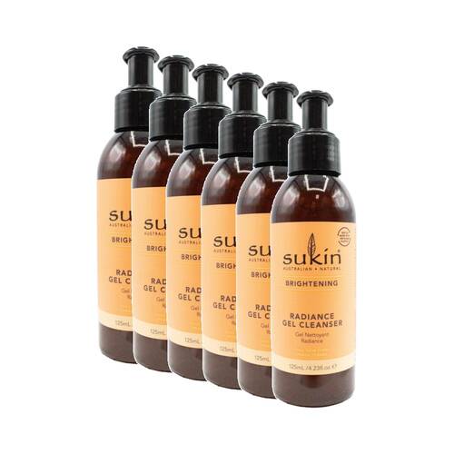 6PK Sukin Brightening Radiance Gel Cleanser Natural Australian Skincare 125ml
