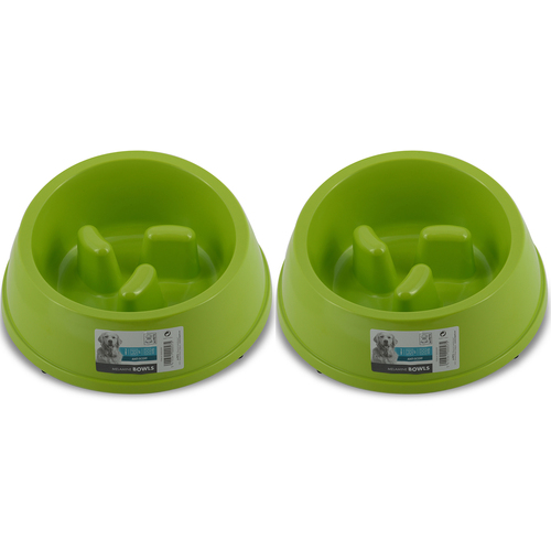2x M-Pets 1400ml Melamine Bowl High Back Slow Down Cat/Kitten Pet Feeder