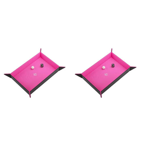2PK Gamegenic Magnetic Dice Tray Rectangular 279x209mm Black/Pink