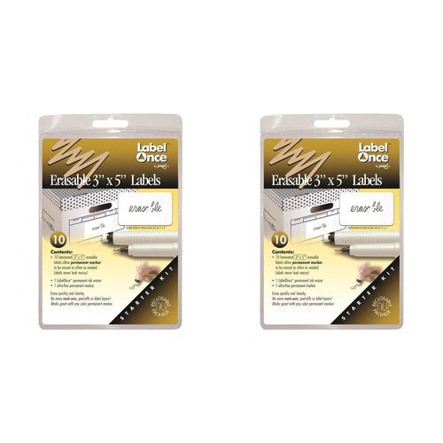 2x 12pc Jokari Laminated Erasable 3x5in Labels/Marker/Eraser Starter Kit White