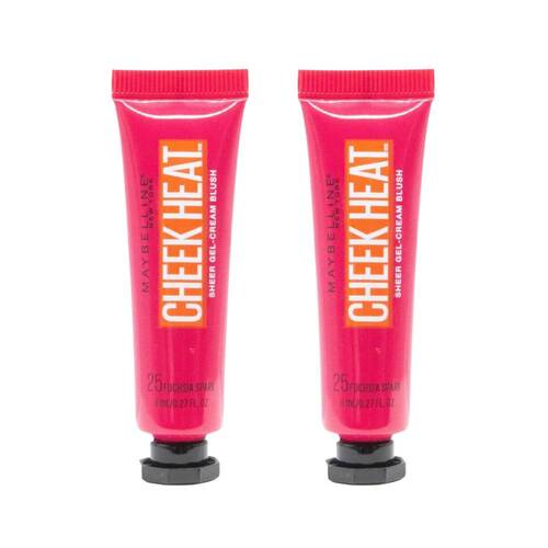 2PK Maybelline Cheek Heat 8ml Sheer Gel Cream Blush Fuchsia Spark 25 Makeup