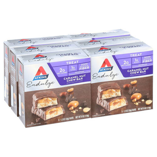 6x 5pc Atkins Endulge Bar 170g Caramel Nut Chew Bar
