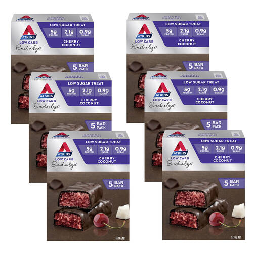 6x 5pc Atkins Low Carb Endulge Bar 170g Cherry Coconut Bar