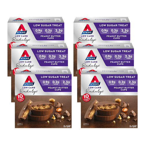 6x 10pc Atkins 17g Endulge Snack Choc Peanut Butter Cups