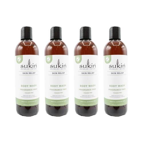 4PK Sukin Natural Body Wash Skin Relief Hydrating Australian Made Fragrance Free