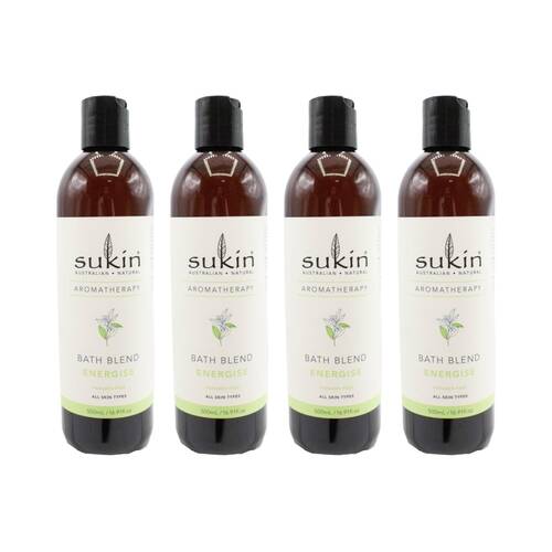 4PK Sukin Bath Oil Blend Natural Aromatherapy Energise Paraben Free 500ml
