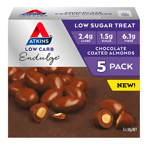 5pc Atkins Low Carb 50g Endulge Chocolate Coated Almonds
