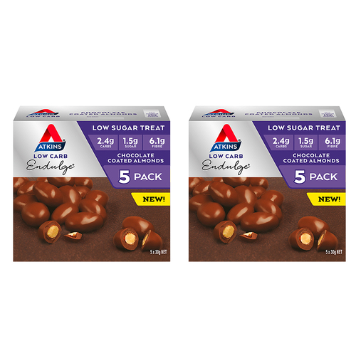 2x 5pc Atkins Low Carb 50g Endulge Chocolate Coated Almonds