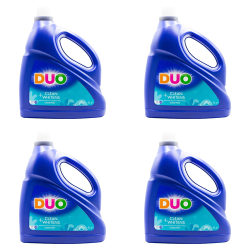 4PK Duo Liquid Laundry Detergent Concentrated Cleans & Whitens 4L