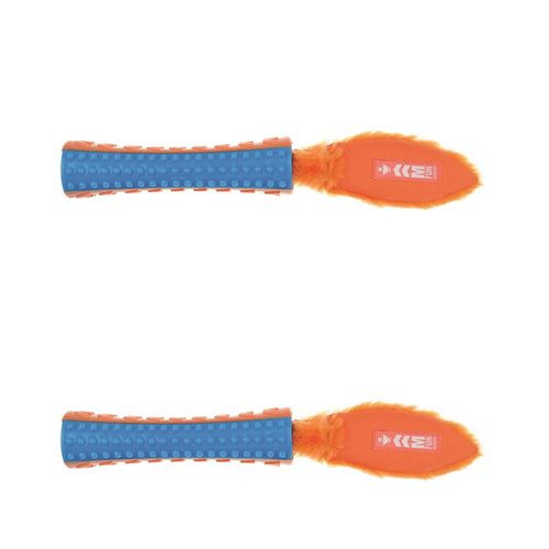 2PK M-Pets 40cm On/Off Funsty Dog/Puppy Pet Teaser Plush Toy Orange