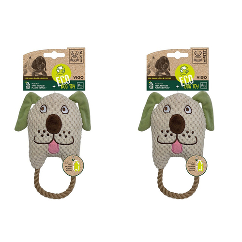 2PK M-Pets 23cm Eco Dog/Puppy Pet Corduroy Dog w/ Jute Rope Ring Interactive Toy