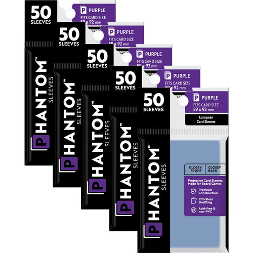 5PK 50pc Phantom Sleeves 59x92mm Game Card Case Purple Gloss/Gloss