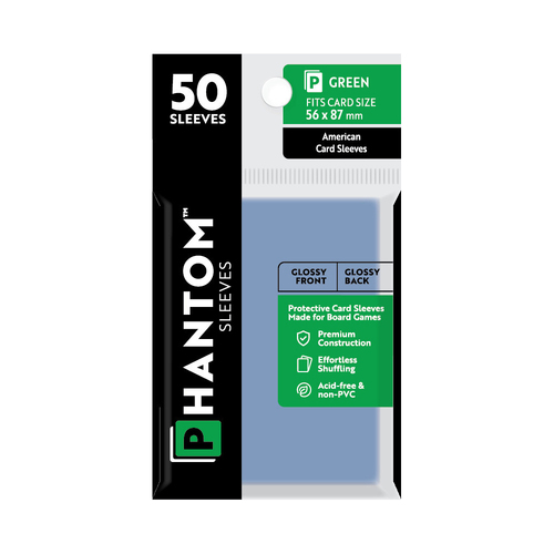50pc Phantom Sleeves 56x87mm Game Card Case Green Gloss/Gloss