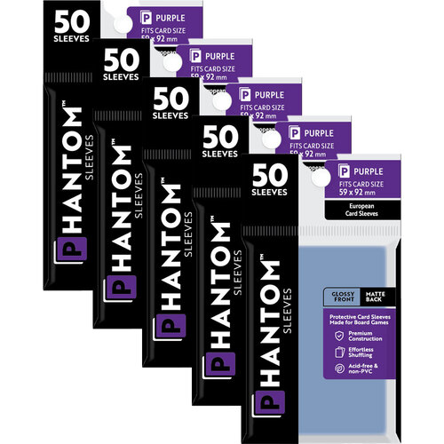 5PK 50pc Phantom Sleeves 59x92mm Game Card Case Purple Gloss/Matte
