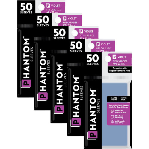 5PK 50pc Phantom Sleeves 49x93mm Game Card Case Violet Matte/Matte