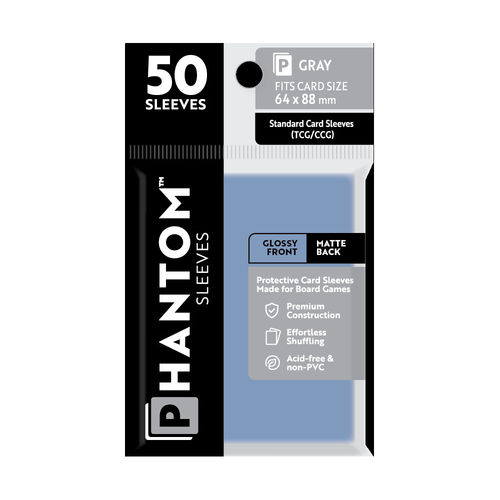 50pc Phantom Sleeves 64x88mm Game Card Case Gray Gloss/Matte