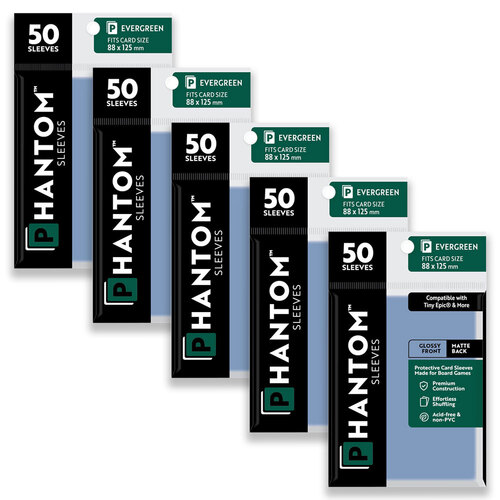 5PK 50pc Phantom Sleeves 88x125mm Game Card Case Evergreen Gloss/Matte
