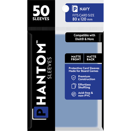 50pc Phantom Sleeves 80x120mm Game Card Case Navy Matte/Matte