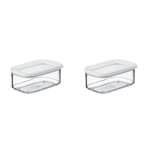 2x Mepal Modula Mini Food Storage Box w/ Lid 425ml/14oz - White