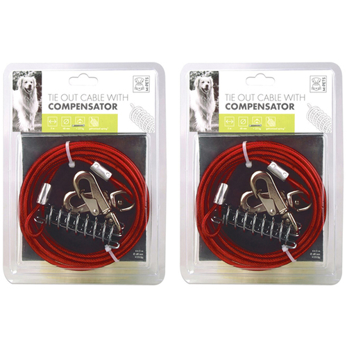 2PK M-Pets 5m Dog/Puppy Pet Tie Out Safe/Secure Outdoor Cable Lead w/ Compensator