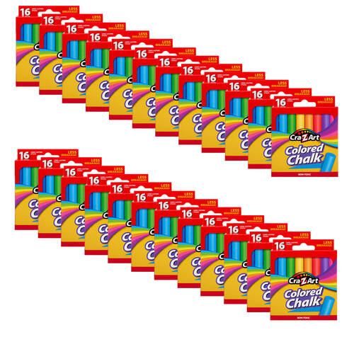 24x 16pc Cra-Z-Art Stationery Washable Kids Long Lasting Chalk Set 3y+ Multi Colour