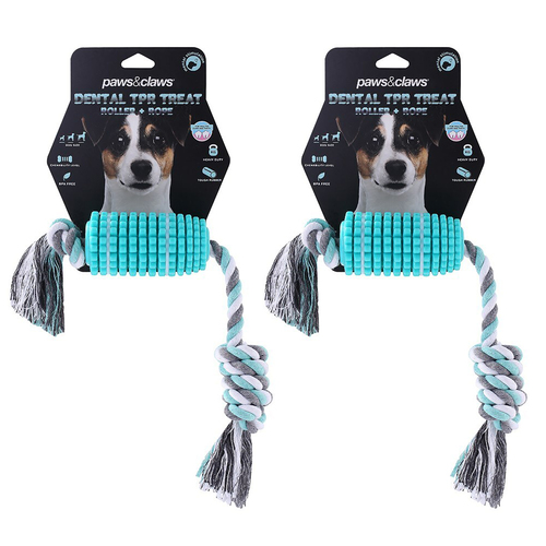 2PK Paws And Claws 41x6cm Rubber/Rope Corn Cob Dental DogToy 