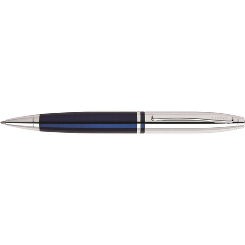 Cross Calais Ball Point Pen Medium Nib Chrome/Blue Lacquer