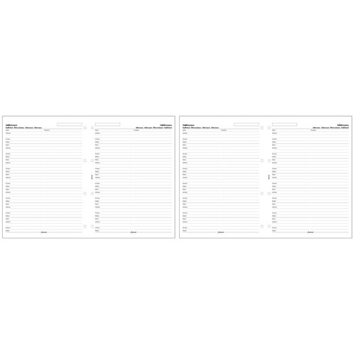 2x Filofax 5-Language Name/Add/Contact/Email/Phone A4 Notepaper Refill