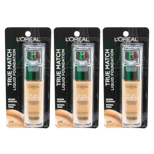 2PK Loreal True Match Liquid Foundation Makeup 30ml 4.5N Neutral Undertone