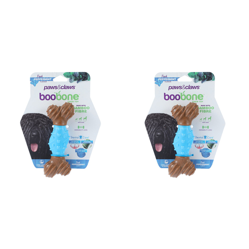 2x Paws & Claws BooBone Dental Bone Chew Toy - Peppermint