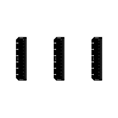 3x Filofax 13cm Page/Tab Book Marker Organiser/Ruler Black