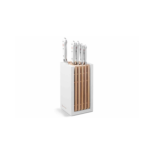 6pc Wusthof Classic Paring/Utility/Santoku Knife Block Set - White