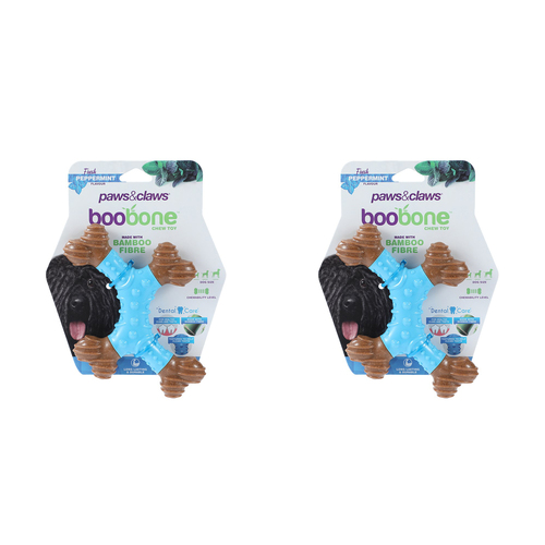 2x Paws & Claws BooBone 4 Way Dental Bone - Peppermint