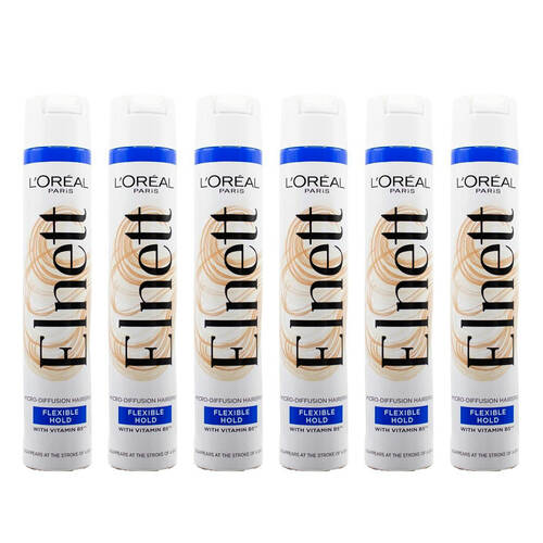 6PK Loreal Paris Hairspray Styling Elnett Flexible Hold Hair Spray 400ml