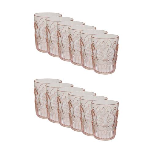 12PK SS Collective Blush Pink Scallop Design Acrylic Tumbler Drinkware 472ml