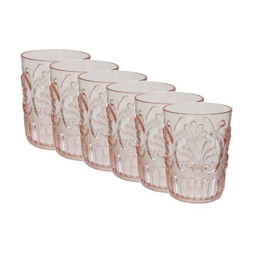 6PK SS Collective Blush Pink Scallop Design Acrylic Tumbler Drinkware 472ml