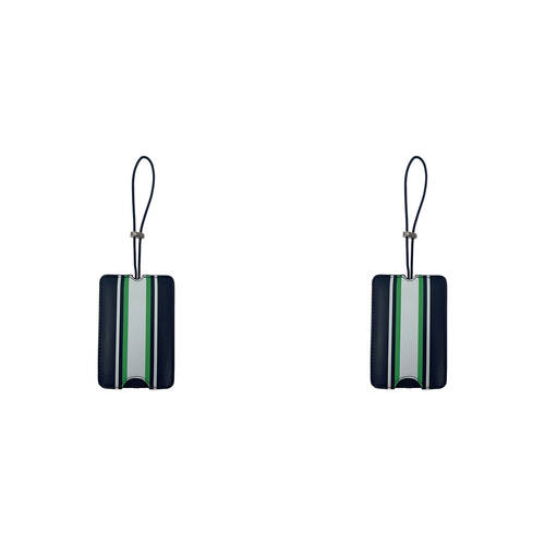 2PK Annabel Trends Stripe Luggage Tag Suitcase Identifier Mens Navy 12cm