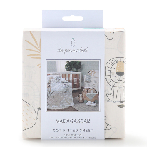 The Peanutshell Madagascar Cot Fitted Sheet Baby Nursery Decor