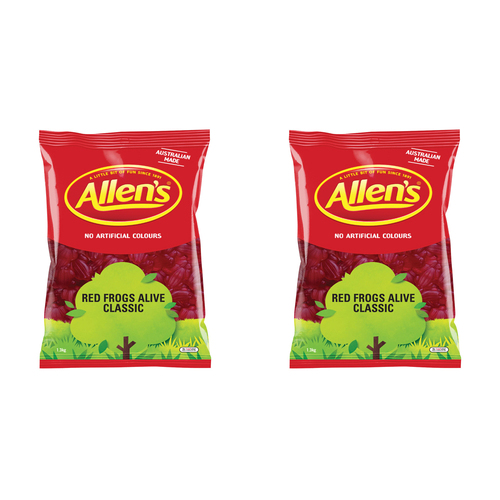 2PK Allen's 1.3kg Red Frogs Lolly Bag