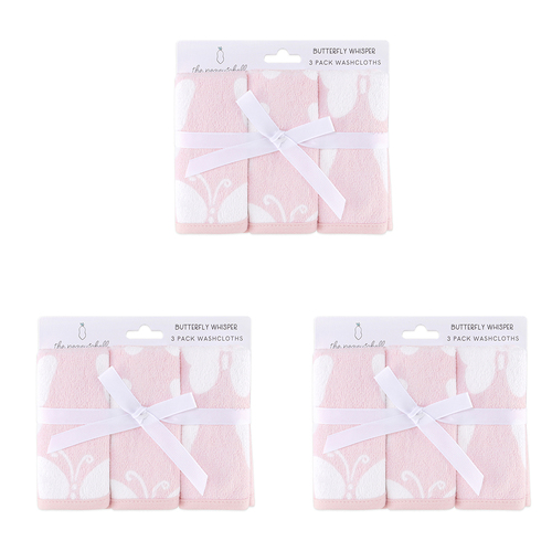 3x 3pc The Peanutshell Butterfly Whisper Butterfly Washcloths Baby Nursery