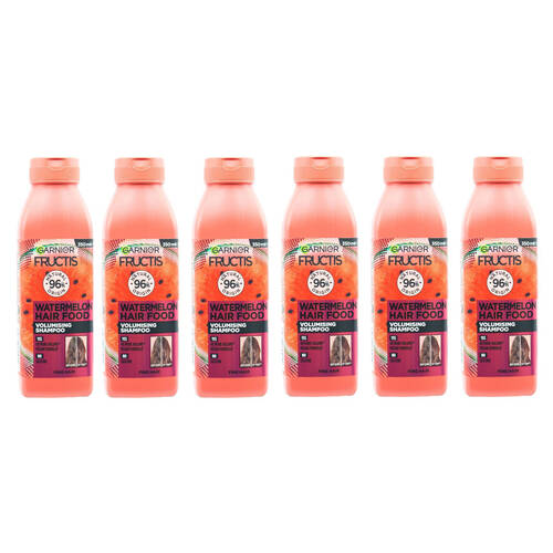6PK Garnier Fructis Watermelon Fine Hair Food Shampoo 350ml Volumising