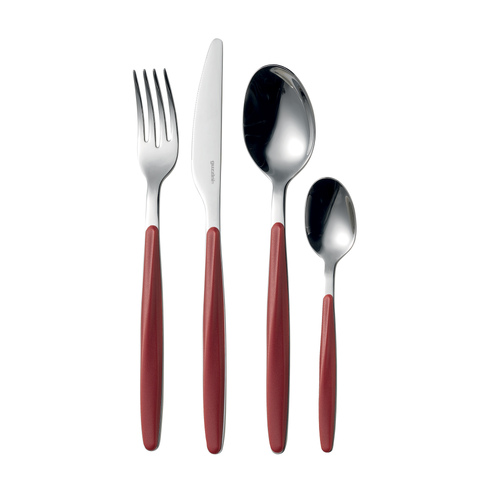 24pc Guzzini My Fusion Stainless Steel Cutlery Set - Red