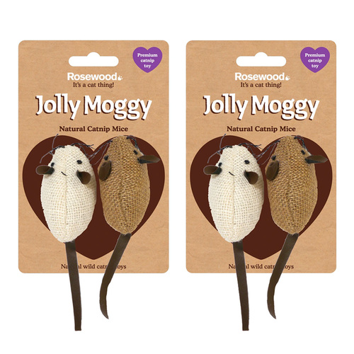4pc Rosewood Pet Jolly Moggy Catnip Mice