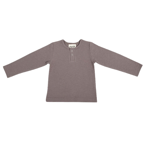 Ponchik Kids Cotton Henley T-Shirt Carmel Rib - Size 6 yr
